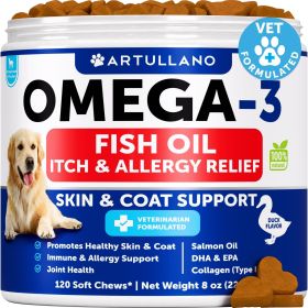 Omega Canine Coat & Skin Chews Skin & Coat Chewables for Dogs 120 Soft Chews Fish Oil