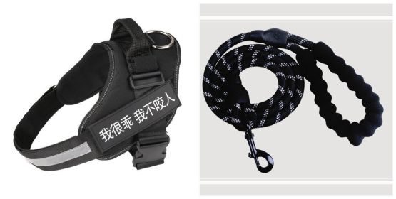 Fashion Simple Pet Leash Chest Strap Set (Option: Black-M)
